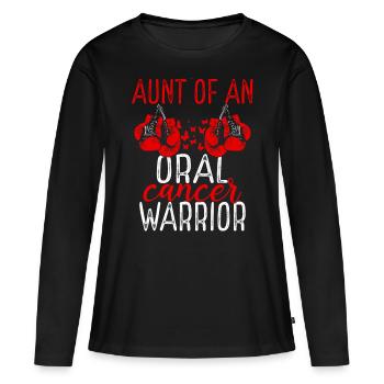 Aunt Oral Cancer Awareness Niece Nephew - Frauen Premium Bio Langarmshirt - Schwarz - Vorne - Julia (174cm)