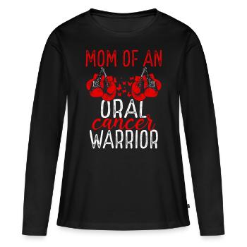 Mom Oral Cancer Awareness Mothers Day Mama - Frauen Premium Bio Langarmshirt - Schwarz - Vorne - Julia (174cm)