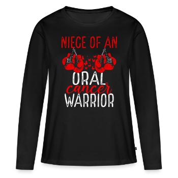 Nièce Sensibilisation au cancer de la bouche Tante Oncle - T-shirt manches longues Premium bio Femme - noir - Devant - Julia (174cm)