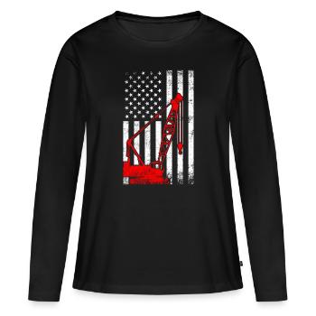 crane operator American Flag, crane operator - Frauen Premium Bio Langarmshirt - Schwarz - Vorne - Julia (174cm)