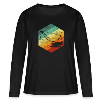 vintage crane operator - Frauen Premium Bio Langarmshirt - Schwarz - Vorne - Julia (174cm)