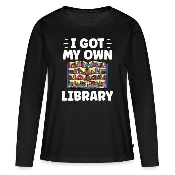 J’ai mon propre bibliothécaire - T-shirt manches longues Premium bio Femme - noir - Devant - Julia (174cm)
