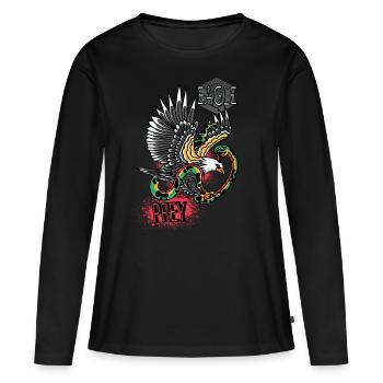 Falke Scharfe Objekte Falknerei Adler Habicht Falk - Frauen Premium Bio Langarmshirt - Schwarz - Vorne - Julia (174cm)