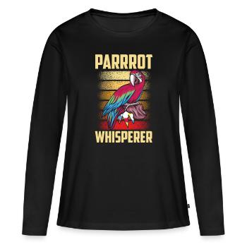 Perroquet Chuchotant Perroquet Chuchoteur Perroquets Doux Perroquets - T-shirt manches longues Premium bio Femme - noir - Devant - Julia (174cm)