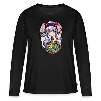 Anime Anime Manga Anime Fille - T-shirt manches longues Premium bio Femme - noir - Devant - Julia (174cm)
