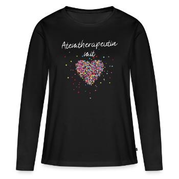 Atemtherapeutin mit Herz Atemberaterin Therapie - Frauen Premium Bio Langarmshirt - Schwarz - Vorne - Julia (174cm)