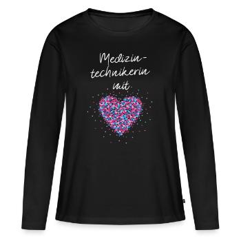 Medizintechnikerin mit Herz Medizin Arztpraxis - Frauen Premium Bio Langarmshirt - Schwarz - Vorne - Julia (174cm)