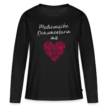 Medizinische Dokumentarin mit Herz Klinik Medizin - Frauen Premium Bio Langarmshirt - Schwarz - Vorne - Julia (174cm)