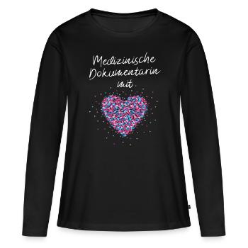 Medizinische Dokumentarin mit Herz Krankenhaus - Frauen Premium Bio Langarmshirt - Schwarz - Vorne - Julia (174cm)