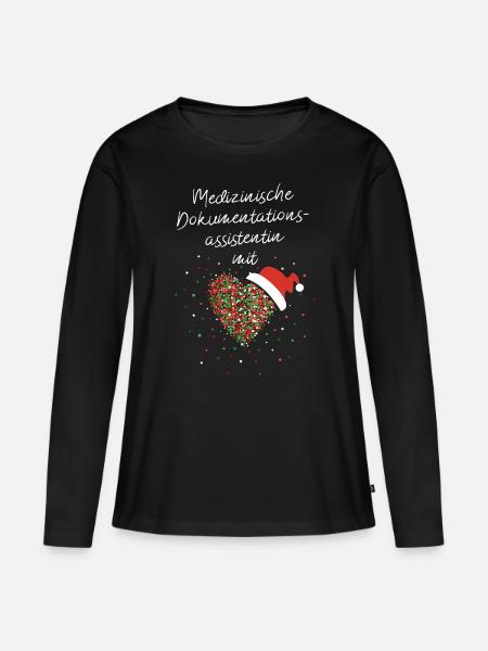 Dokumentationsassistentin mit Herz Nikolausmütze - Frauen Premium Bio Langarmshirt - Schwarz
