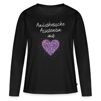 Anästhetische Assistentin mit Herz Anästhesie - Frauen Premium Bio Langarmshirt - Schwarz - Vorne - Julia (174cm)