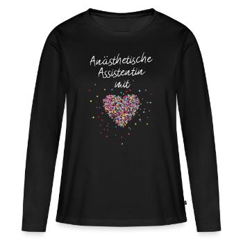 Anästhetische Assistentin mit Herz ATA Narkose - Frauen Premium Bio Langarmshirt - Schwarz - Vorne - Julia (174cm)