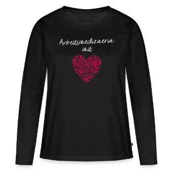 Arbeitsmedizinerin mit Herz Fachärztin Klinik - Frauen Premium Bio Langarmshirt - Schwarz - Vorne - Julia (174cm)