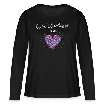 Opthalmologin mit Herz Augenärztin Fachärztin - Frauen Premium Bio Langarmshirt - Schwarz - Vorne - Julia (174cm)