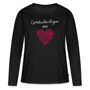 Opthalmologin mit Herz Augenärztin Augenoptikerin - Frauen Premium Bio Langarmshirt - Schwarz - Vorne - Julia (174cm)