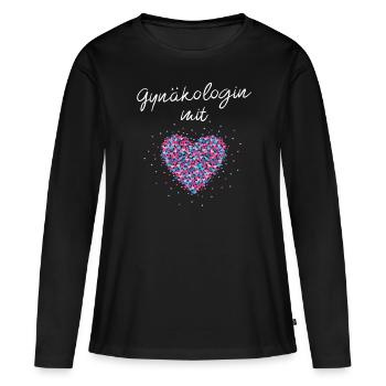 Gynäkologin mit Herz Frauenärztin Frauenheilkunde - Frauen Premium Bio Langarmshirt - Schwarz - Vorne - Julia (174cm)