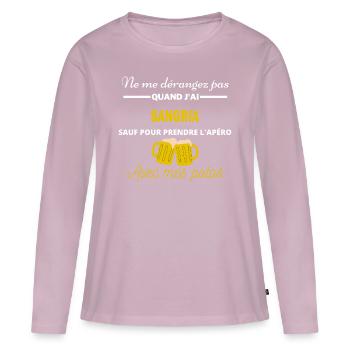 Ne me dérangez pas QUAND J'ai l'apéro sangria - T-shirt manches longues Premium bio Femme - rose poudré - Devant - Julia (174cm)