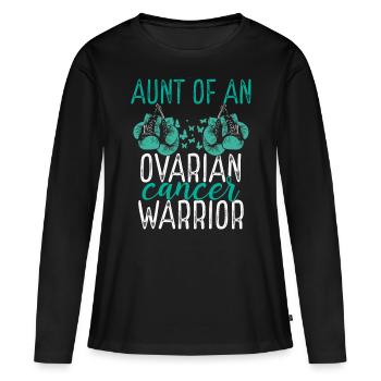 Aunt Ovarian Cancer Awareness Niece Nephew - Frauen Premium Bio Langarmshirt - Schwarz - Vorne - Julia (174cm)