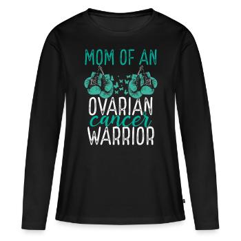Mom Ovarian Cancer Awareness Mothers Day Mama - Frauen Premium Bio Langarmshirt - Schwarz - Vorne - Julia (174cm)