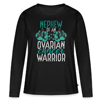 Nephew Ovarian Cancer Awareness Aunt Uncle - Frauen Premium Bio Langarmshirt - Schwarz - Vorne - Julia (174cm)