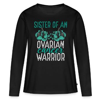 Sister Ovarian Cancer Awareness Sibling Twin - Frauen Premium Bio Langarmshirt - Schwarz - Vorne - Julia (174cm)
