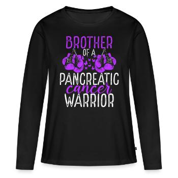 Frère Frère et sœur Frère et sœur Sensibilisation au cancer du pancréas Jumeau - T-shirt manches longues Premium bio Femme - noir - Devant - Julia (174cm)