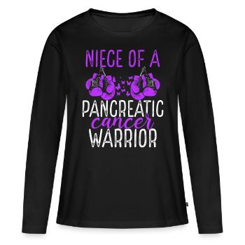 Niece Pancreatic Cancer Awareness Aunt Uncle - Women's Premium Organic Long Sleeve Shirt - black - Front - Julia (174cm)