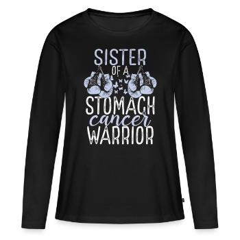 Sister Stomach Cancer Awareness Sibling Twin - Frauen Premium Bio Langarmshirt - Schwarz - Vorne - Julia (174cm)