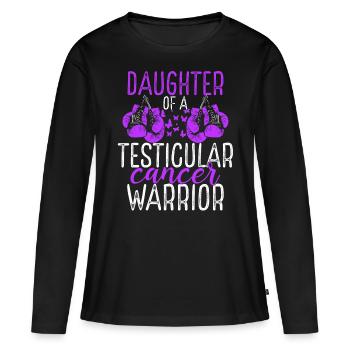 Ruban du Mois de la sensibilisation au cancer du testicule chez les filles - T-shirt manches longues Premium bio Femme - noir - Devant - Julia (174cm)