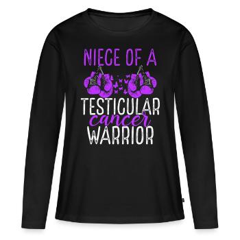 Nièce Sensibilisation au cancer des testicules Tante Oncle - T-shirt manches longues Premium bio Femme - noir - Devant - Julia (174cm)