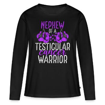 Neveu Sensibilisation au cancer des testicules Tante Oncle - T-shirt manches longues Premium bio Femme - noir - Devant - Julia (174cm)