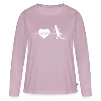 Eidechse Herzschlag - Frauen Premium Bio Langarmshirt - Altrosa - Vorne - Julia (174cm)