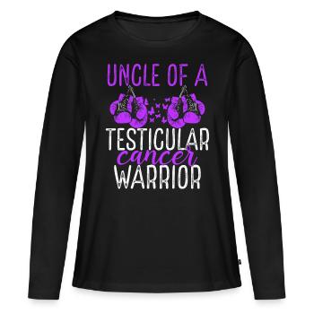 Oncle Sensibilisation au cancer du testicule Nièce Neveu - T-shirt manches longues Premium bio Femme - noir - Devant - Julia (174cm)
