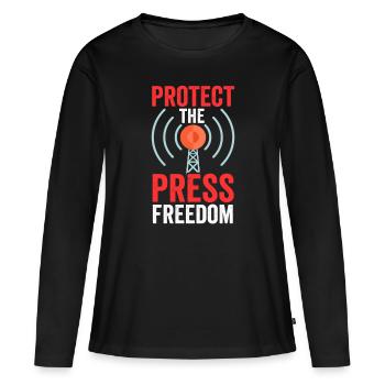 Protège la liberté de la presse Journaliste Loi sur la presse - T-shirt manches longues Premium bio Femme - noir - Devant - Julia (174cm)