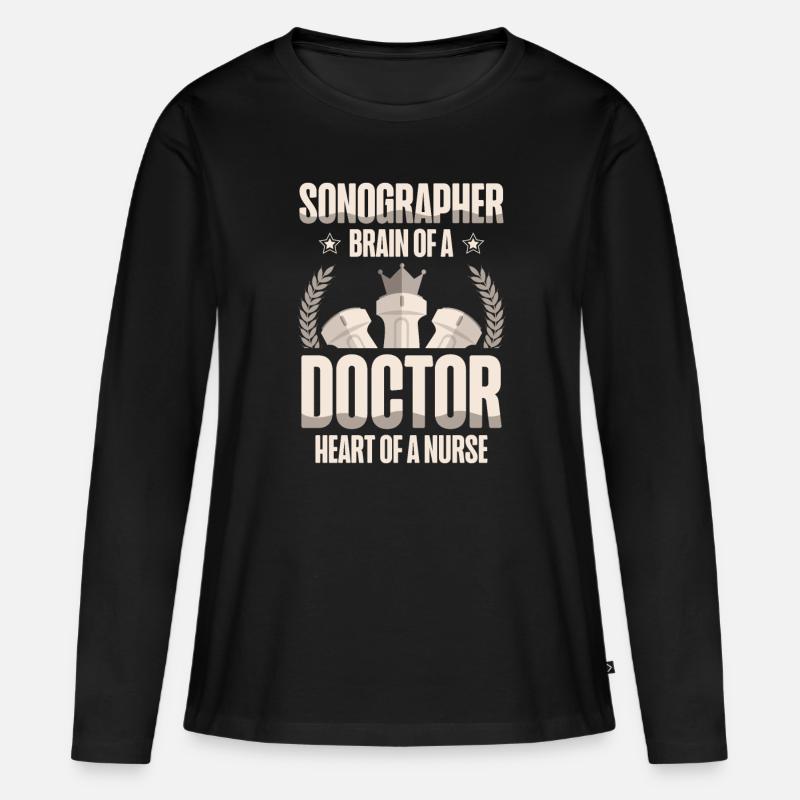 Sonographer Gehirn Eines Arztes Herz Einer - Frauen Premium Bio Langarmshirt - Schwarz