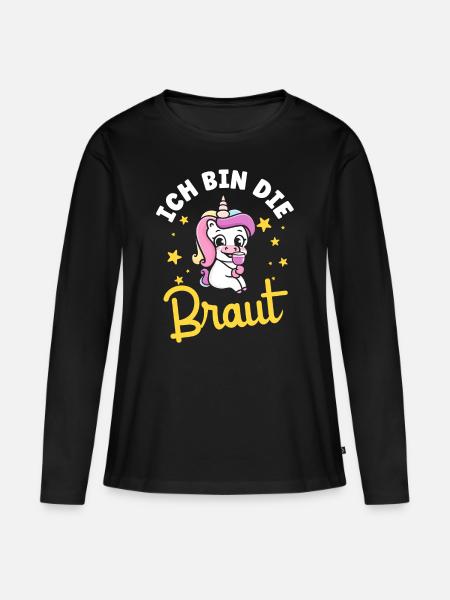 Ich Bin Die Braut Einhorn Jga - Frauen Premium Bio Langarmshirt - Schwarz