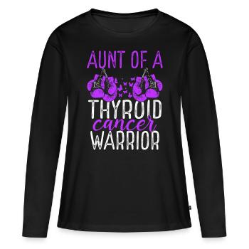 Aunt Thyroid Cancer Awareness Niece Nephew - Women's Premium Organic Long Sleeve Shirt - black - Front - Julia (174cm)