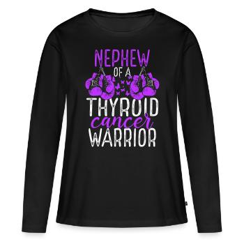 Nephew Thyroid Cancer Awareness Aunts Uncle - Women's Premium Organic Long Sleeve Shirt - black - Front - Julia (174cm)