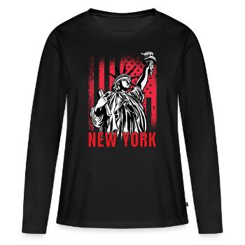Liberty Statue NY Souvenir New York City États-Unis - T-shirt manches longues Premium bio Femme - noir - Devant - Julia (174cm)