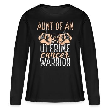 Aunt Uterine Cancer Awareness Niece Nephew - Frauen Premium Bio Langarmshirt - Schwarz - Vorne - Julia (174cm)