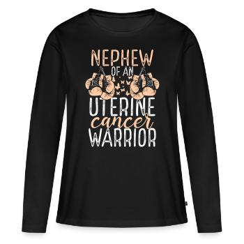 Nephew Uterine Cancer Awareness Aunt Uncle - Women's Premium Organic Long Sleeve Shirt - black - Front - Julia (174cm)