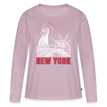 New York City Liberty Statue Manhattan États-Unis - T-shirt manches longues Premium bio Femme - rose poudré - Devant - Julia (174cm)