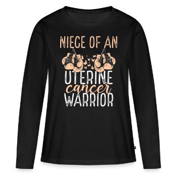 Niece Uterine Cancer Awareness Aunt Uncle - Women's Premium Organic Long Sleeve Shirt - black - Front - Julia (174cm)