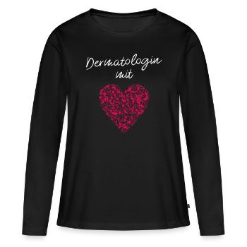 Dermatologist with heart dermatologist Specialist practice - Women's Premium Organic Long Sleeve Shirt - black - Front - Julia (174cm)