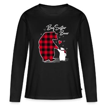 Big sister Bear - Women's Premium Organic Long Sleeve Shirt - black - Front - Julia (174cm)
