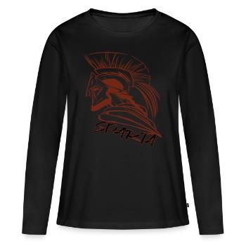 Sparta Glory Casque Spartiate Gladiateur Grec Ancien - T-shirt manches longues Premium bio Femme - noir - Devant - Julia (174cm)