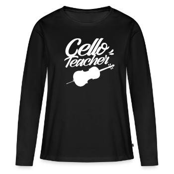 Professeur de violoncelle Professeur de violoncelle Violoncelle Violoncelliste - T-shirt manches longues Premium bio Femme - noir - Devant - Julia (174cm)