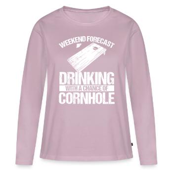 Cornhole Player Weekend Beer Drinking Drinks - Women's Premium Organic Long Sleeve Shirt - dusky pink - Front - Julia (174cm)