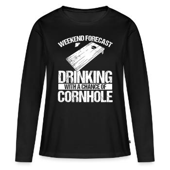 Cornhole Player Weekend Beer Drinking Drinks - Frauen Premium Bio Langarmshirt - Schwarz - Vorne - Julia (174cm)