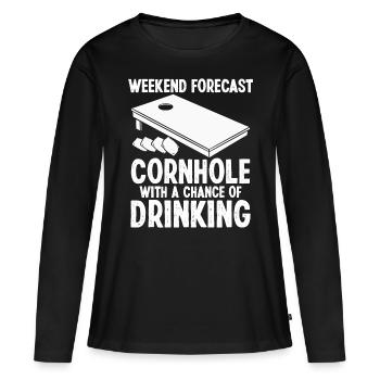 Cornhole Player Prévision de consommation de bière Corn hole - T-shirt manches longues Premium bio Femme - noir - Devant - Julia (174cm)